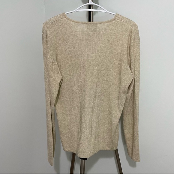 Vintage Laura Cream and Gold Thread Button up Cardigan | Sz Large - Picture 6 of 7